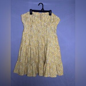No Boundaries Strapless Yellow Floral Dress